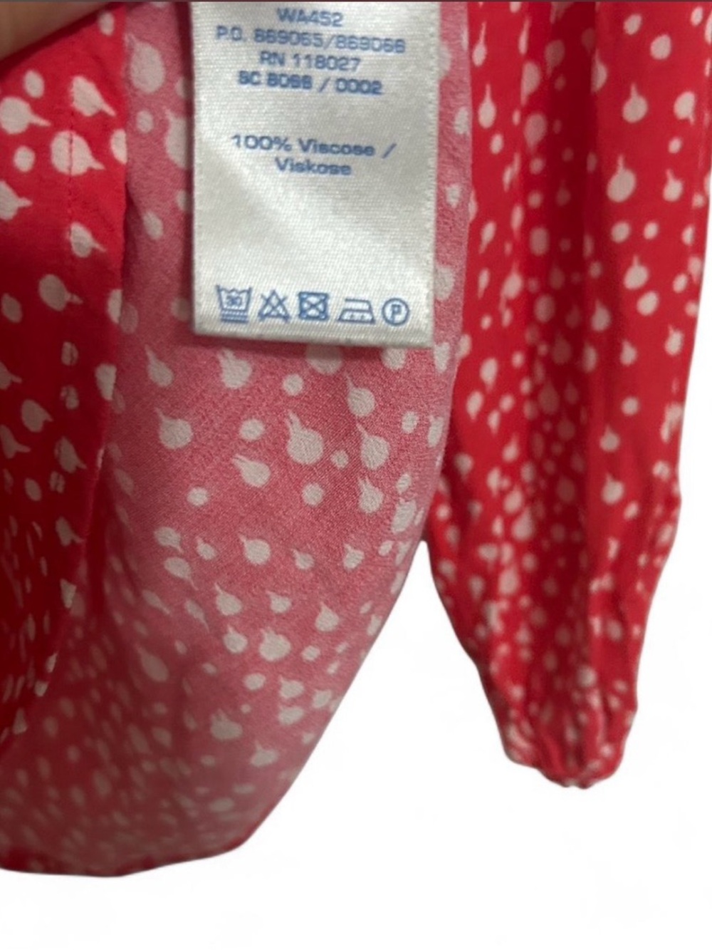 Boden Coral and White Dot Long-Sleeve Peasant Blouse - Picture 4 of 5